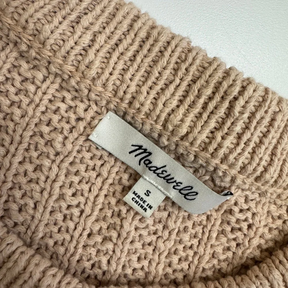 Madewell Sweater Womens Small Tan Avalon Bobble Sleeve Chunky‎ Knit Boho Cozy
